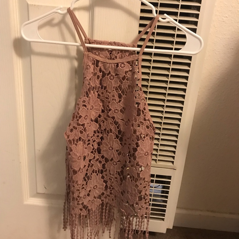 Dark pink tank top.